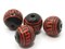 4 14mm Vintage Painted Black and Red Round Peruvian Clay Beads